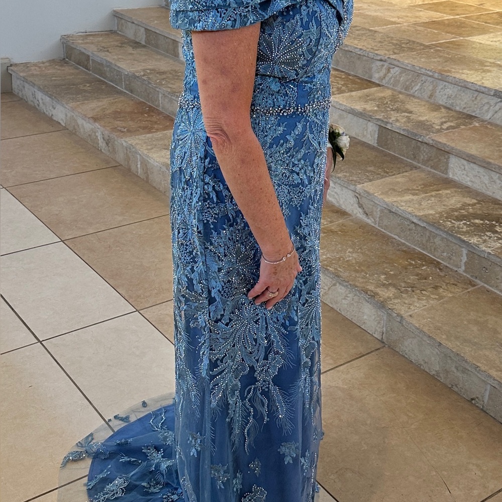 Rina Di Montella RD2737 Mother of the Bride/Groom Wedgwood Blue Formal Gown - Picture 4 of 9